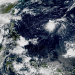 Typhoon Molave, Tropical Storm Goni, and the precursor to Tropical Storm Atsani on October 28, 2020